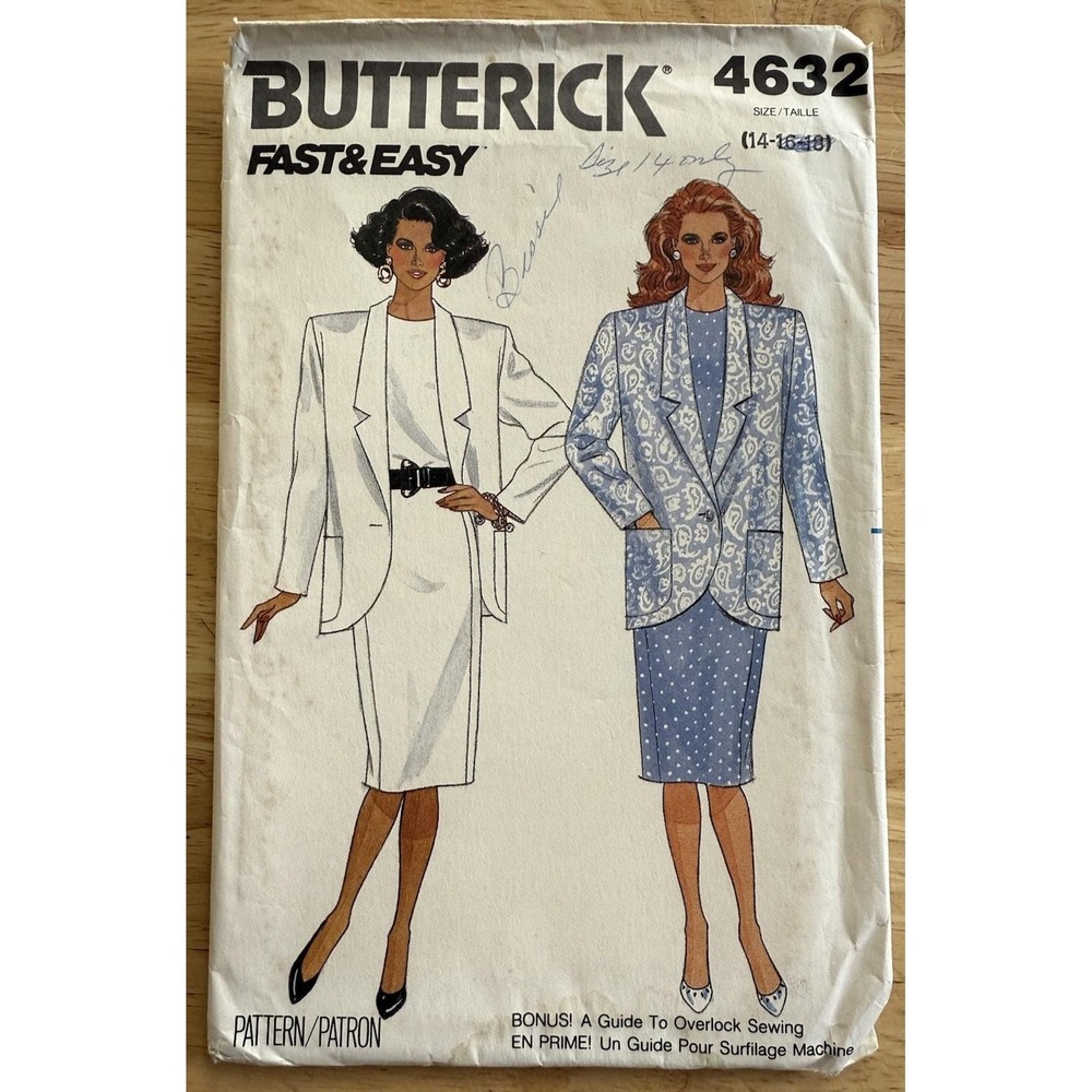 VTG BUTTERICK PATTERN 4632 ~ Misses' JACKET & DRESS ~ SIZE‎ 14 Cut Complete